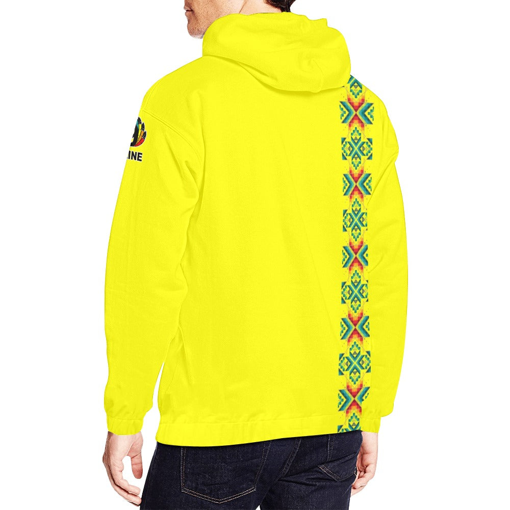 Yellow Blanket Strip Hoodie for Men