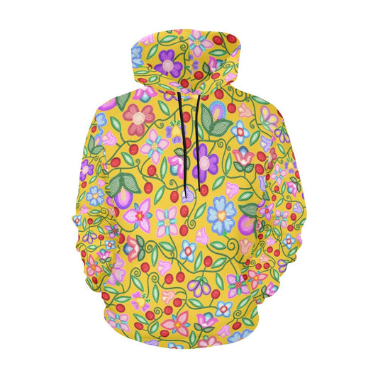 Petal Harmony Ochre Hoodie for Women