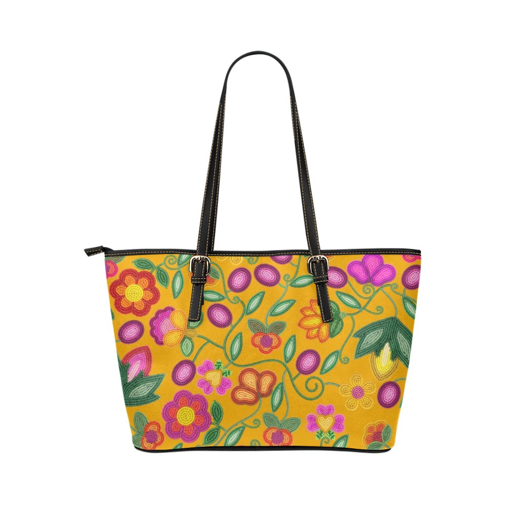 Boreal Bounty Yellow Leather Tote