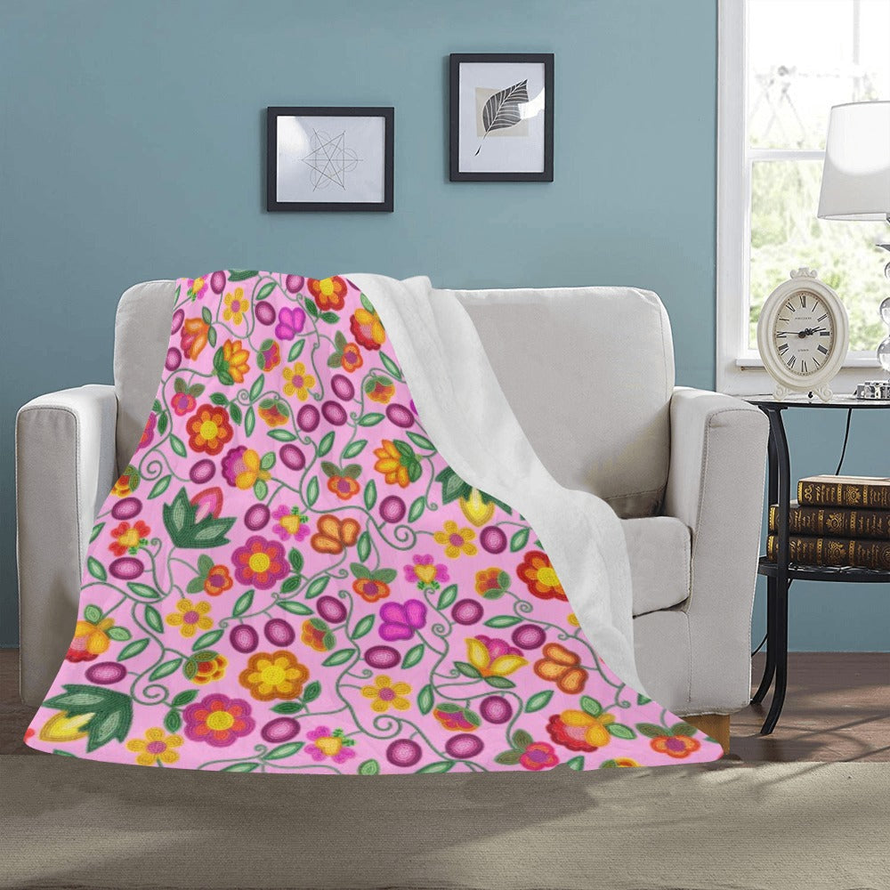 Boreal Bounty Pink Large Micro Fleece Blanket
