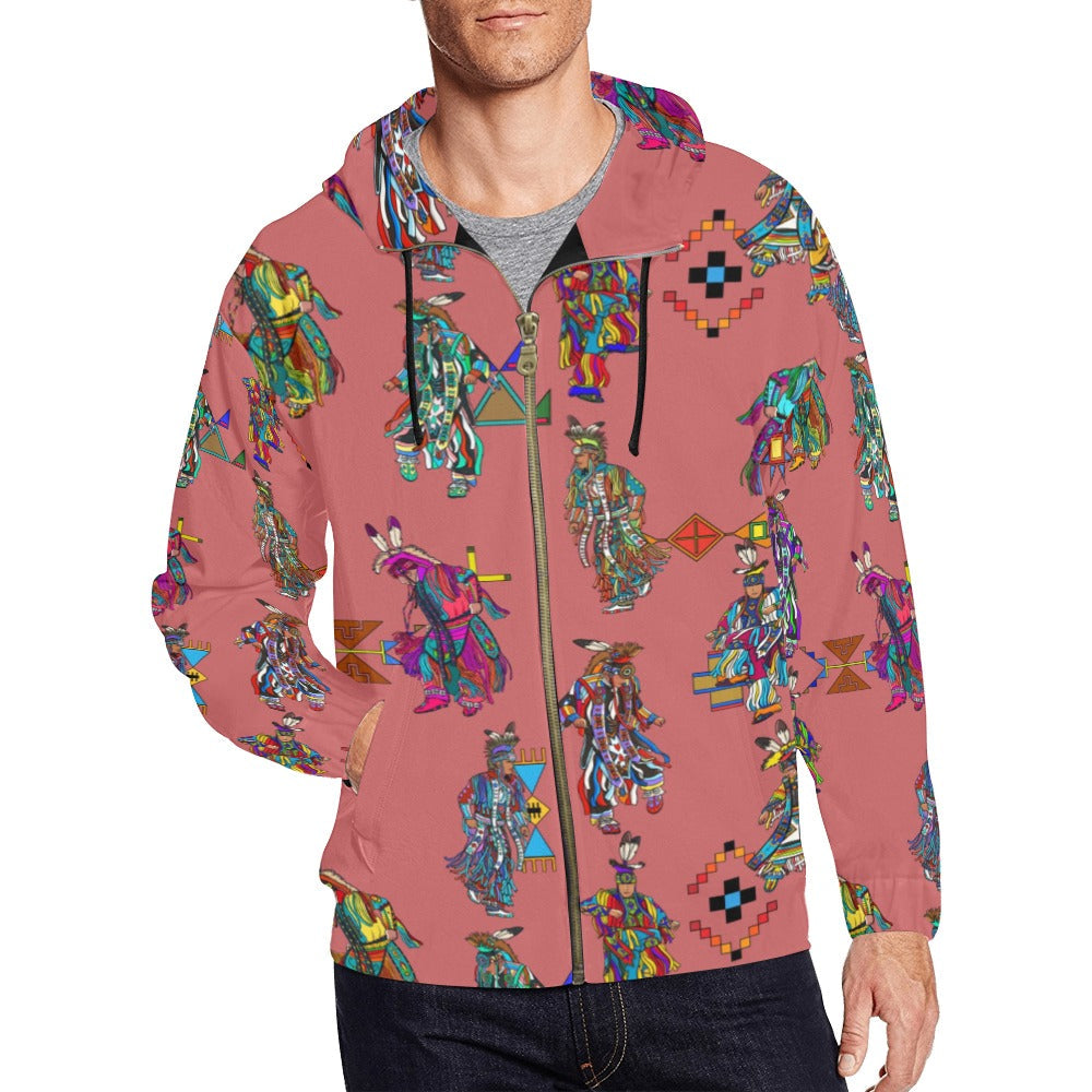 Men's Grass Dancers Terra Cotta Men's Zipper Hoodie