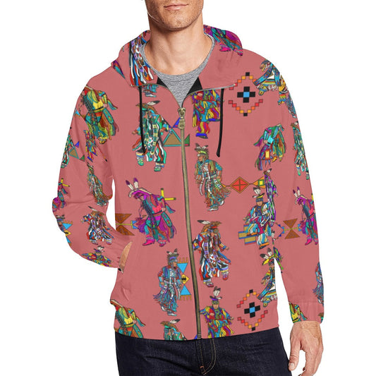 Men's Grass Dancers Terra Cotta Men's Zipper Hoodie
