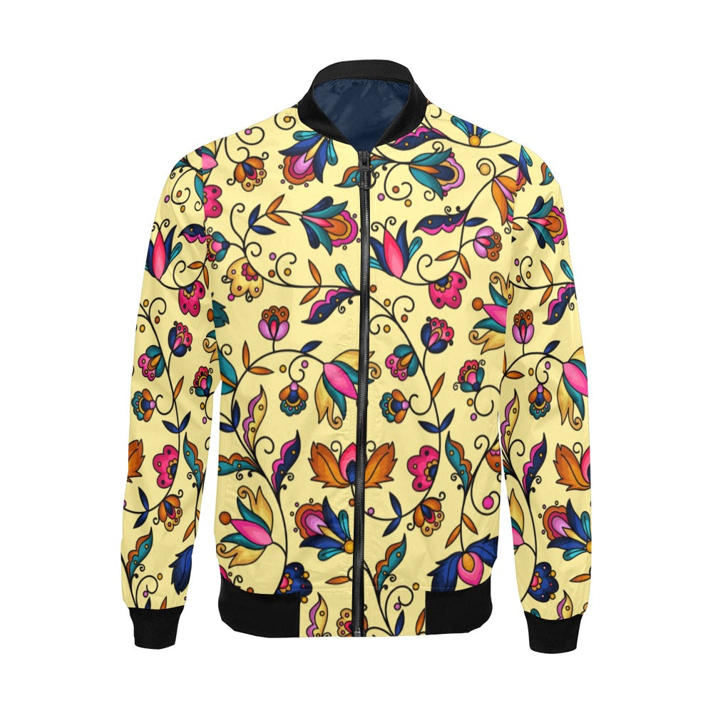 Copper Prairie Petals Yellow Bomber Jacket for Men