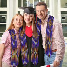 Load image into Gallery viewer, Fire Feather Blue Graduation Stole
