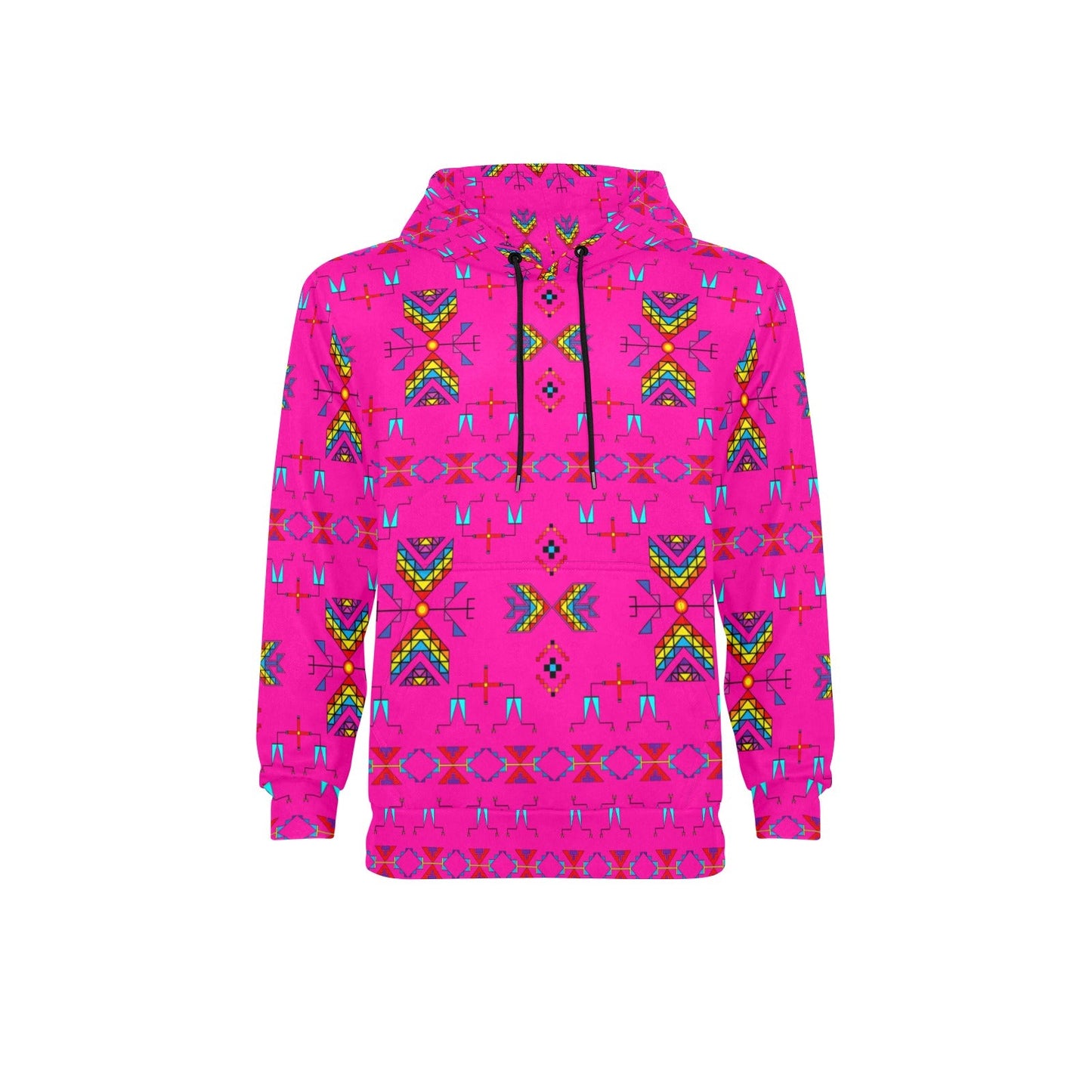 Rainy Chief Rainbow Hot Pink Men's Long Sleeve Fleece Hoodie