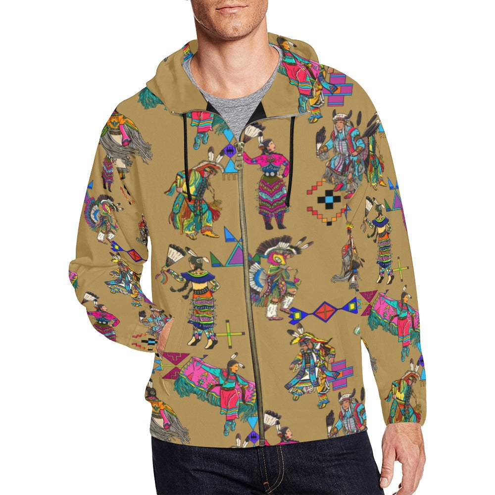 Grand Entry Dancers Earth Men's Zipper Hoodie