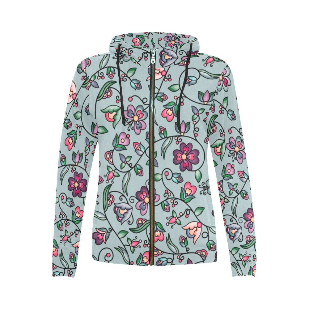 Amber Evening Garland Turquoise Full Zip Hoodie for Women