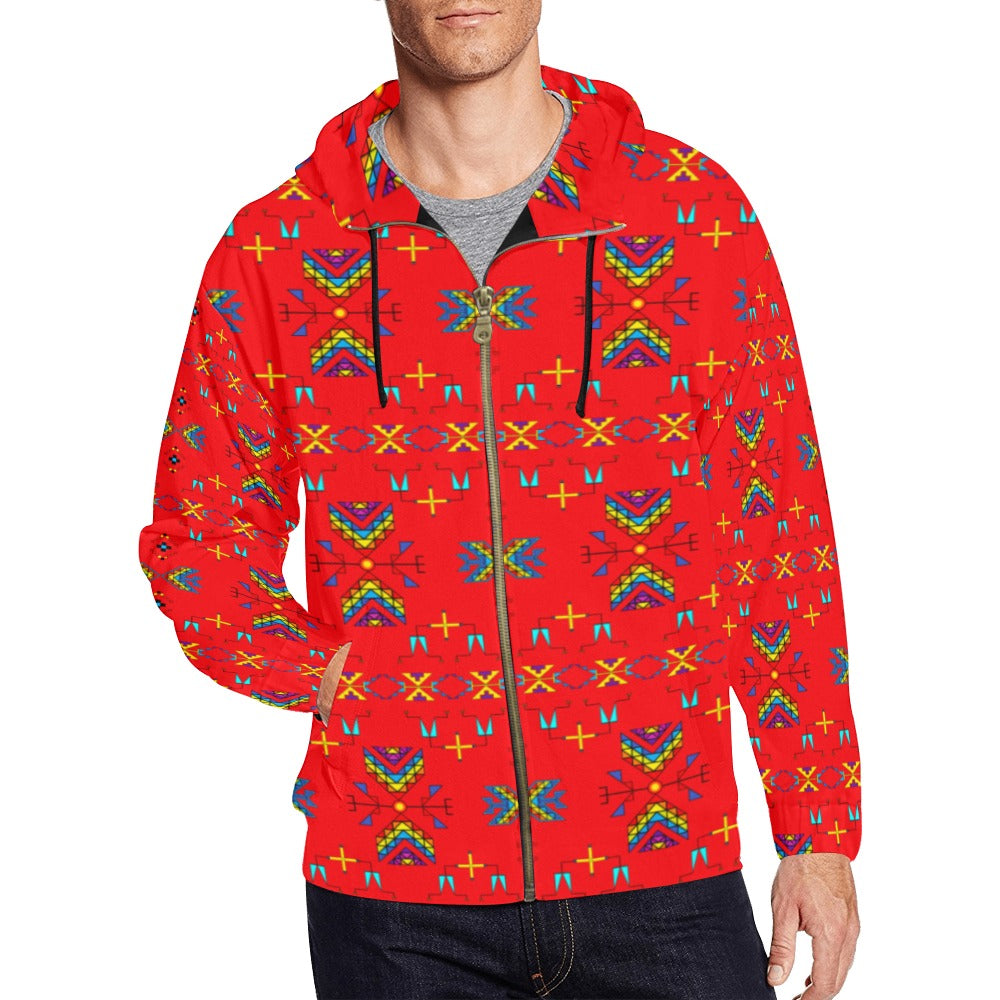 Rainy Chief Rainbow Red Men's Zipper Hoodie
