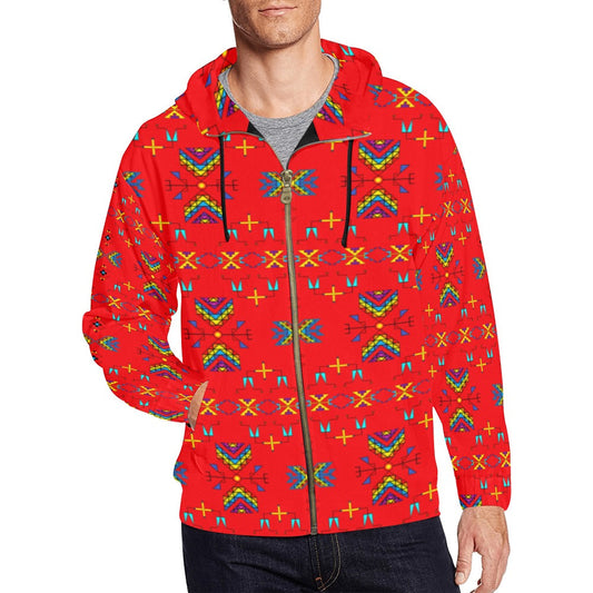 Rainy Chief Rainbow Red Men's Zipper Hoodie