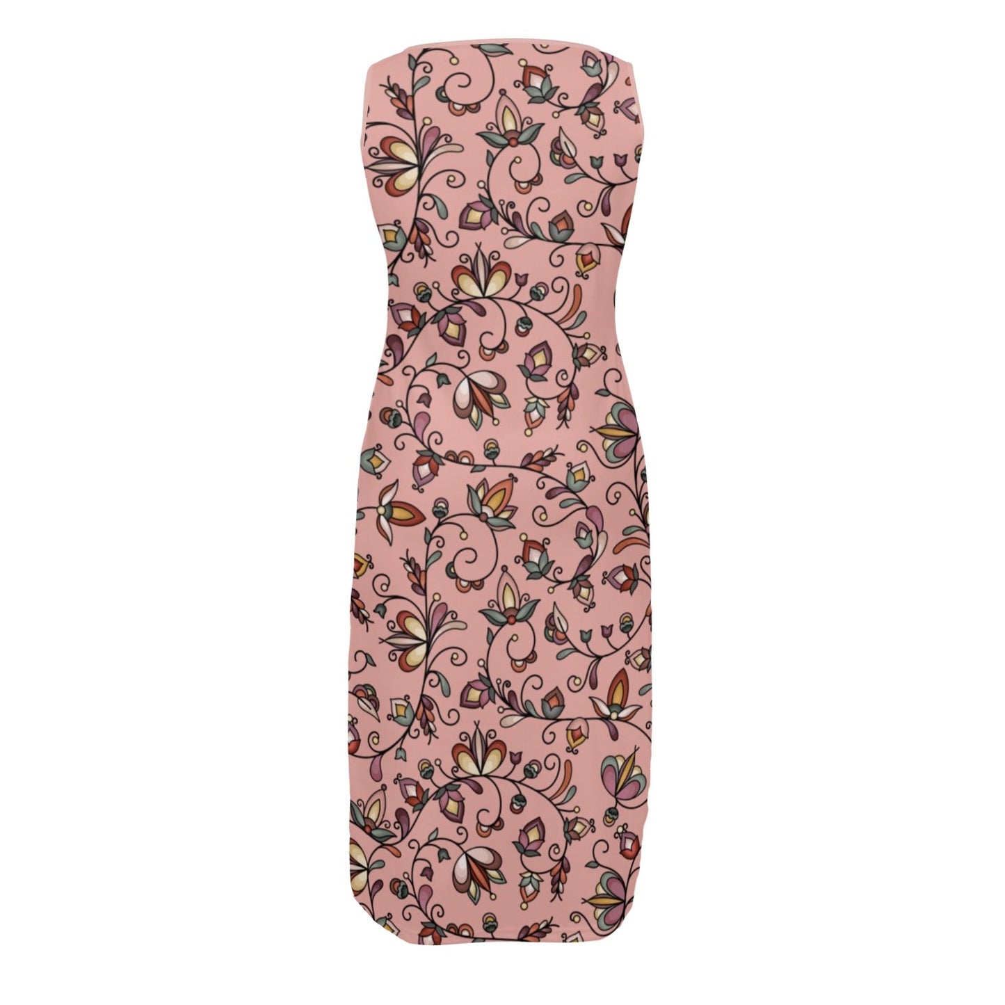 Burnt Sky Petals Peach Phaedra Sleeveless Open Fork Long Dress