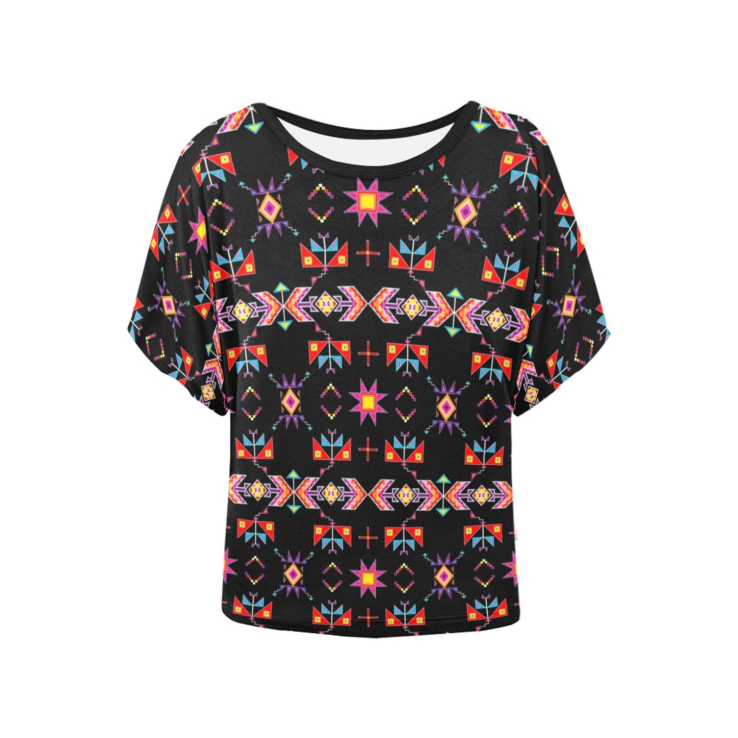 Scattered Generations Black Women's Batwing-Sleeved Blouse T shirt