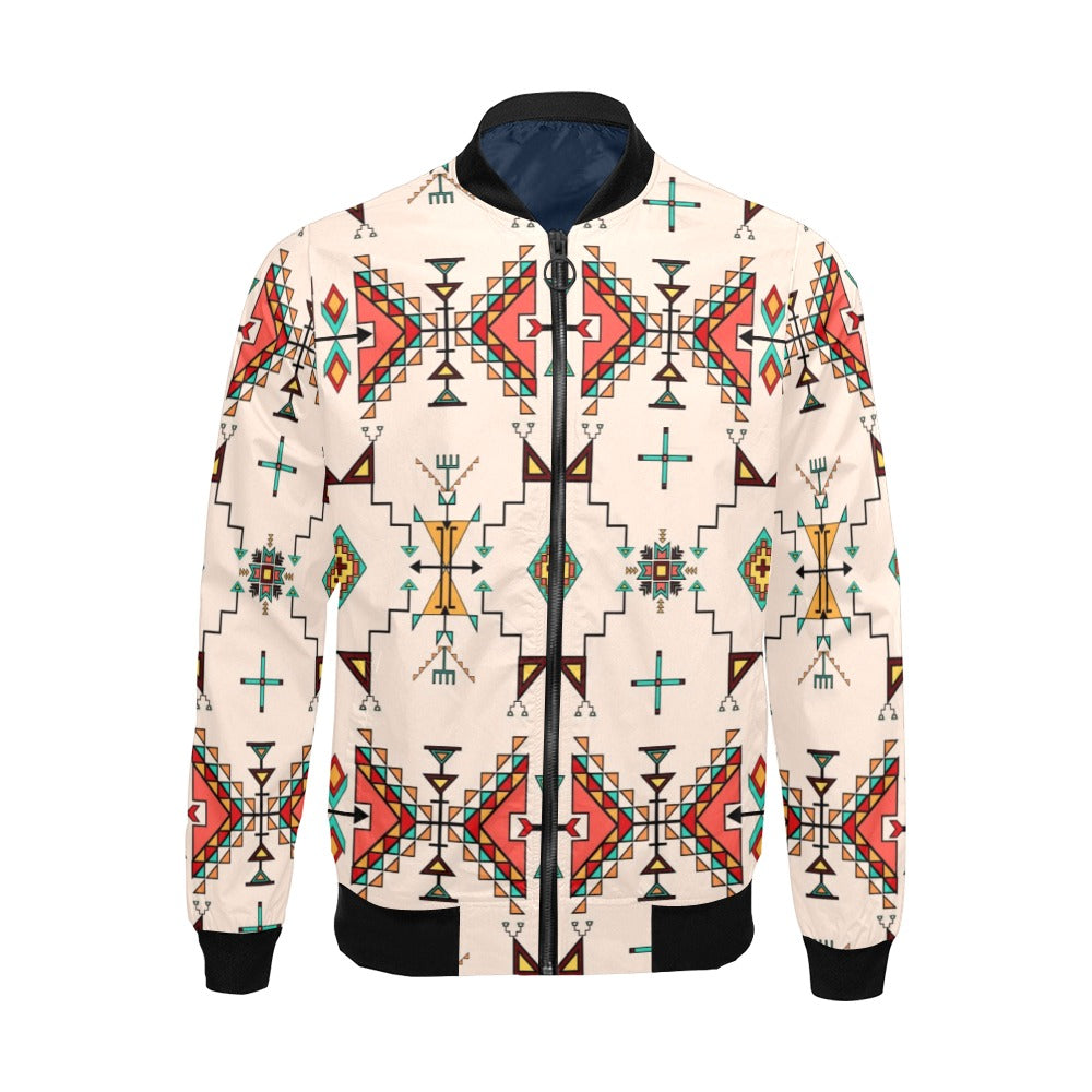 Thunder Flight Cream Bomber Jacket for Men