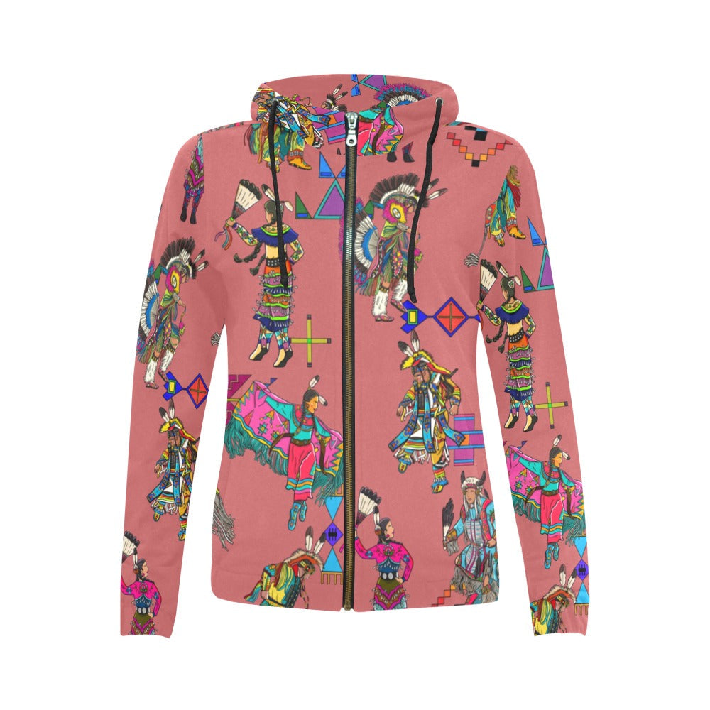 Grand Entry Dancers Terra Cotta Full Zip Hoodie for Women