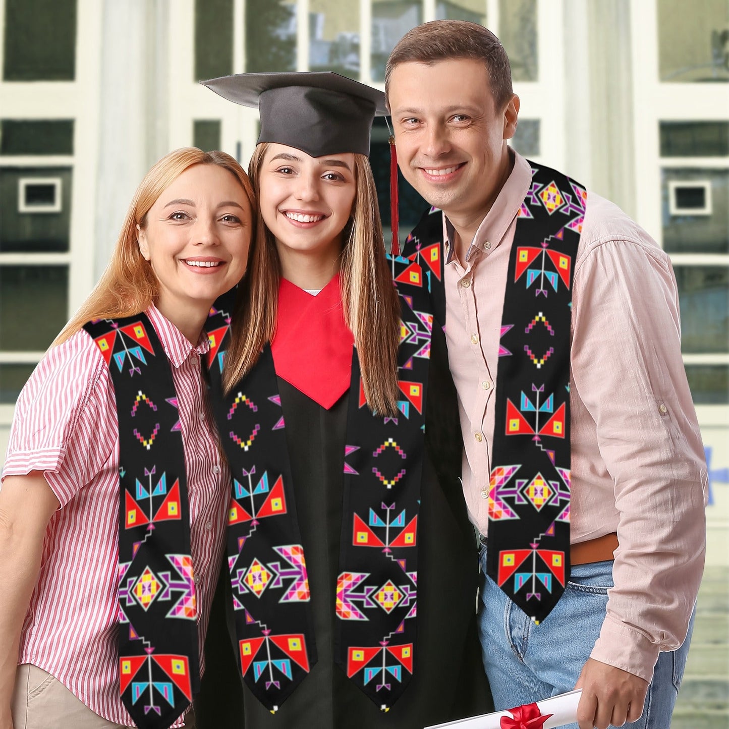 Scattered Generations Black Graduation Stole