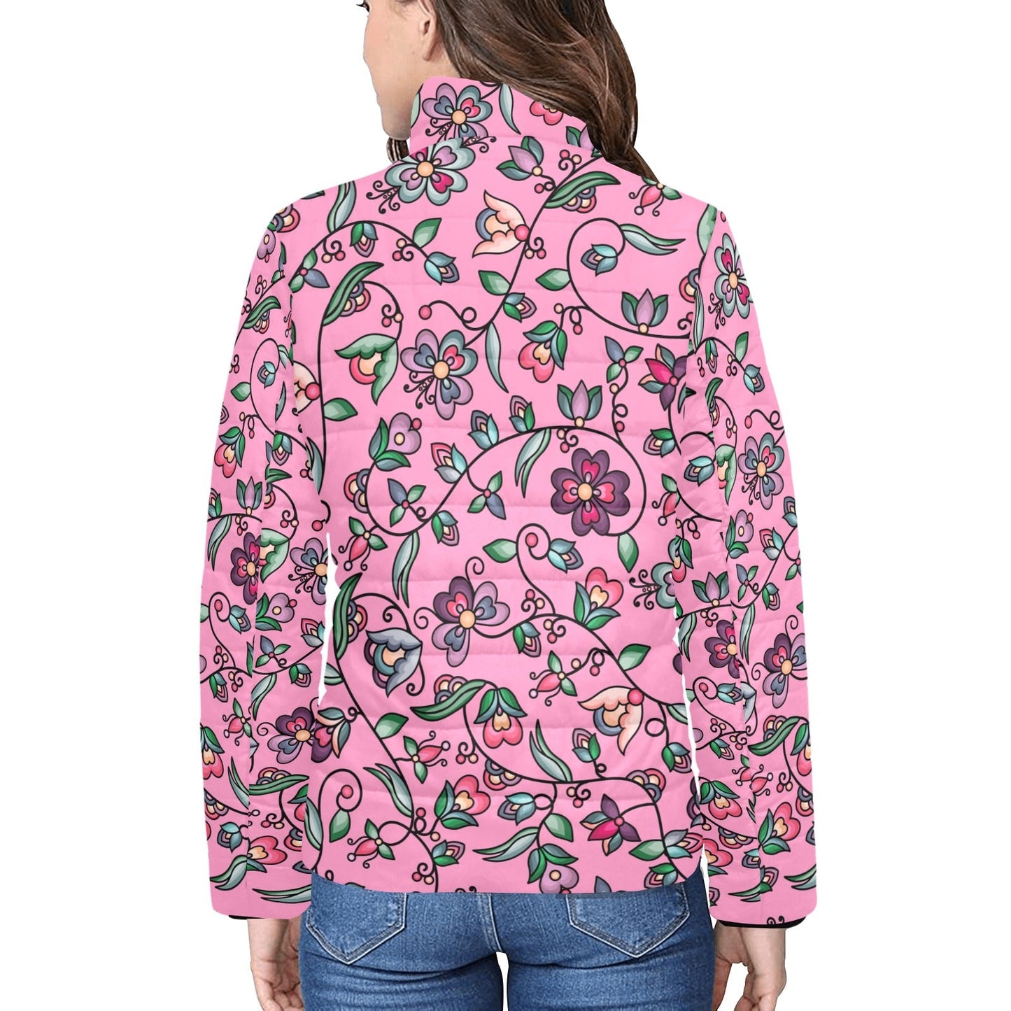 Amber Evening Garland Pink Women's Stand Collar Padded Jacket