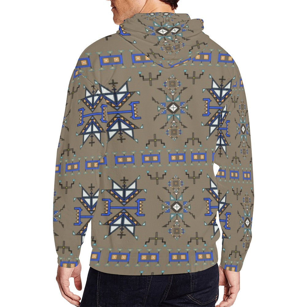 Eagle Strike Brown Men's Zipper Hoodie