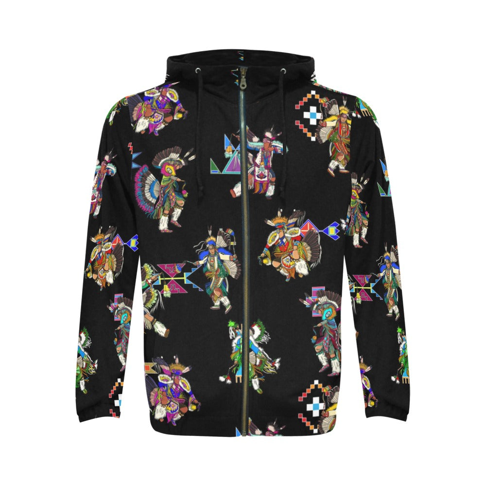 Men's Fancy Dancer Black Men's Zipper Hoodie