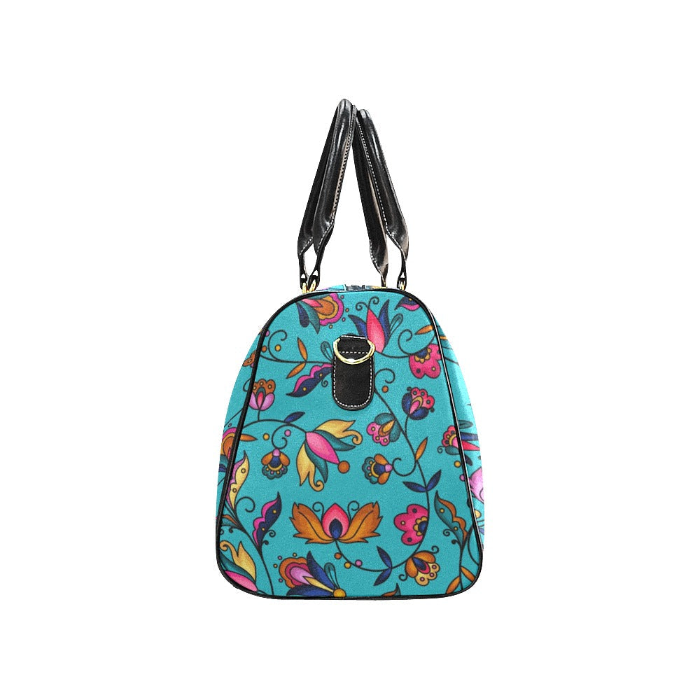 Copper Prairie Petals Turquoise Large Travel Bag