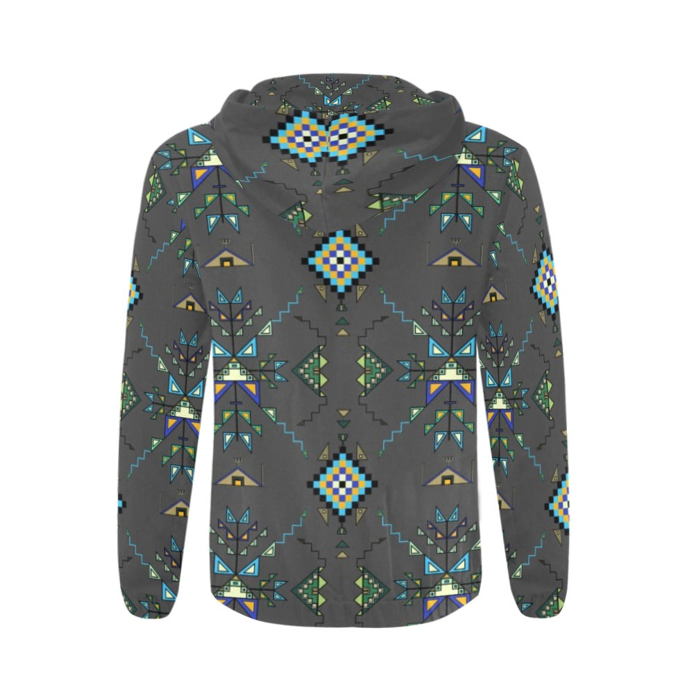 Bear Shield Gray Zip Hoodie