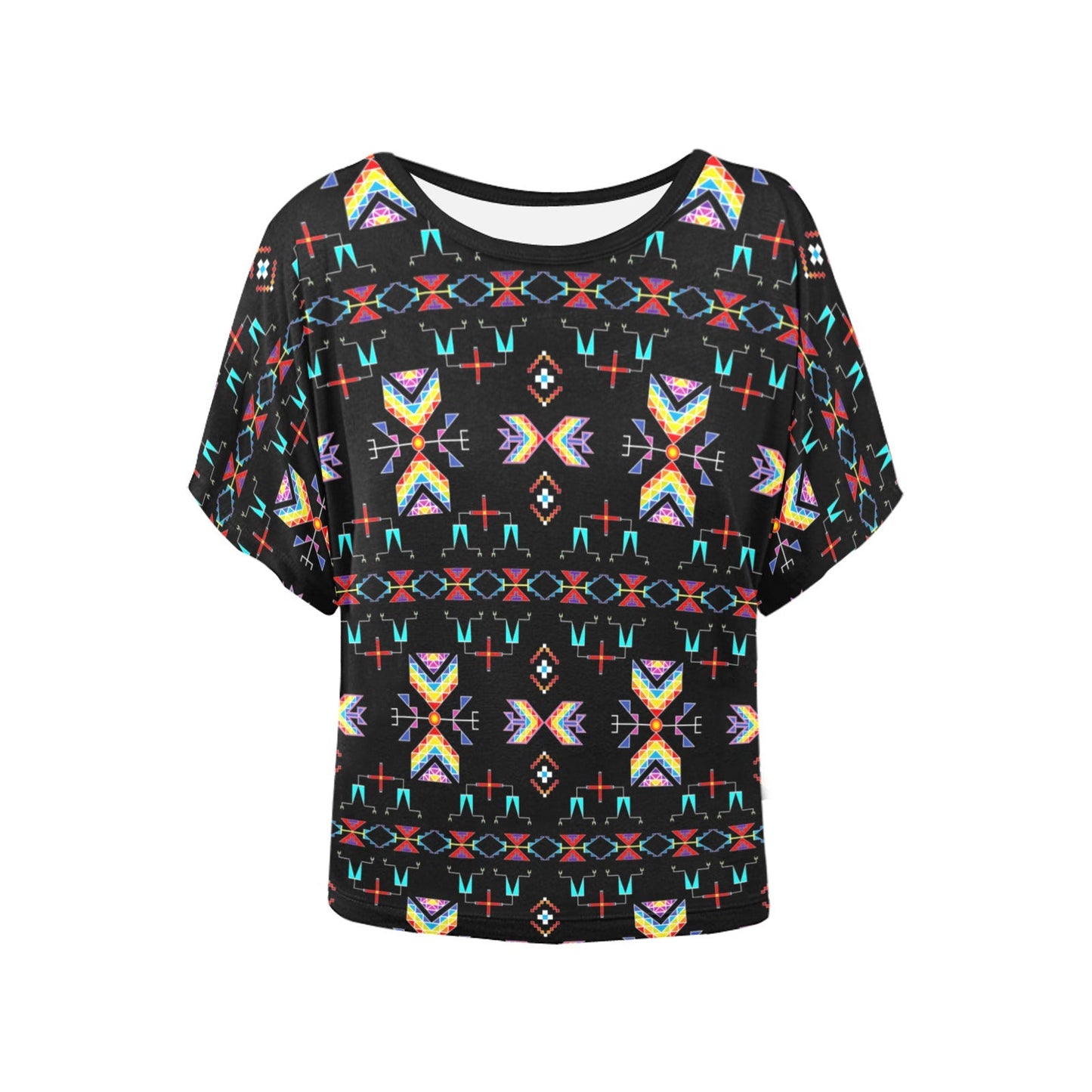 Rainy Chief Rainbow Black Women's Batwing-Sleeved Blouse T shirt