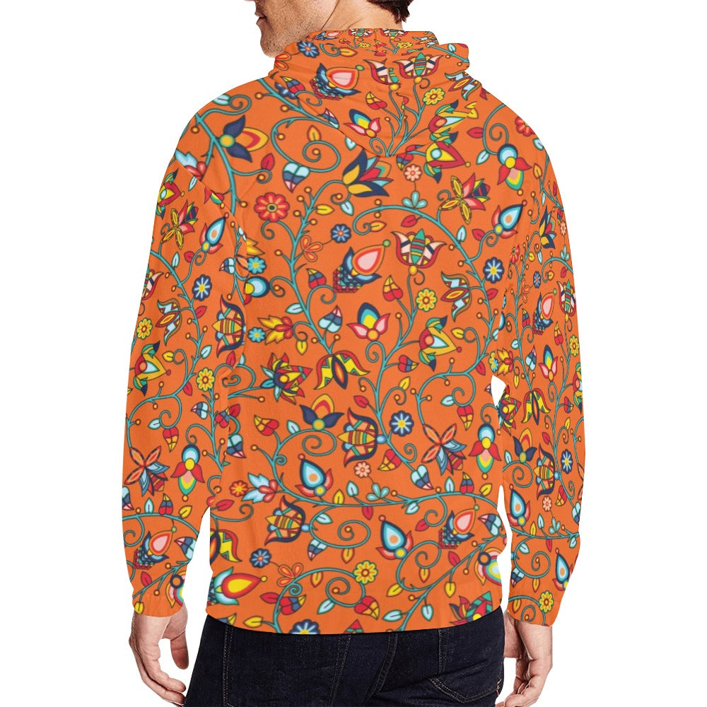 Thorny Path Orange Men's Zipper Hoodie