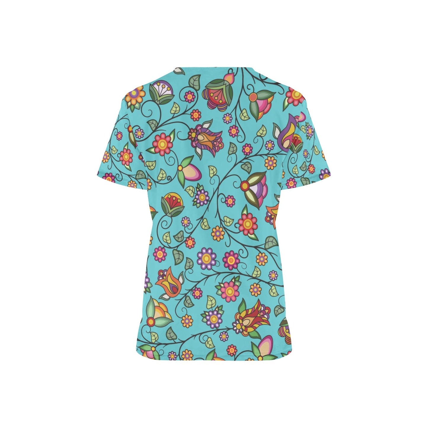 Heartbeat Petals Turquoise Scrub Top