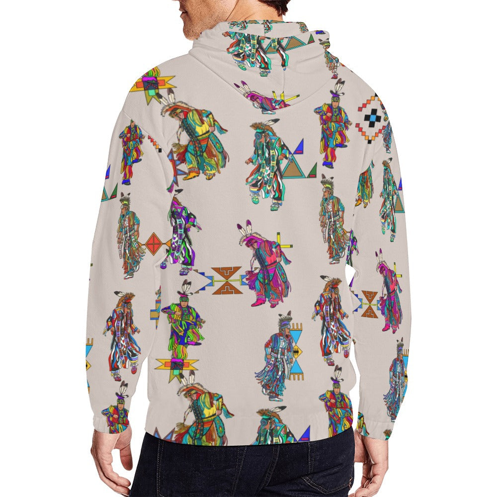Men's Grass Dancers Muslin Men's Zipper Hoodie