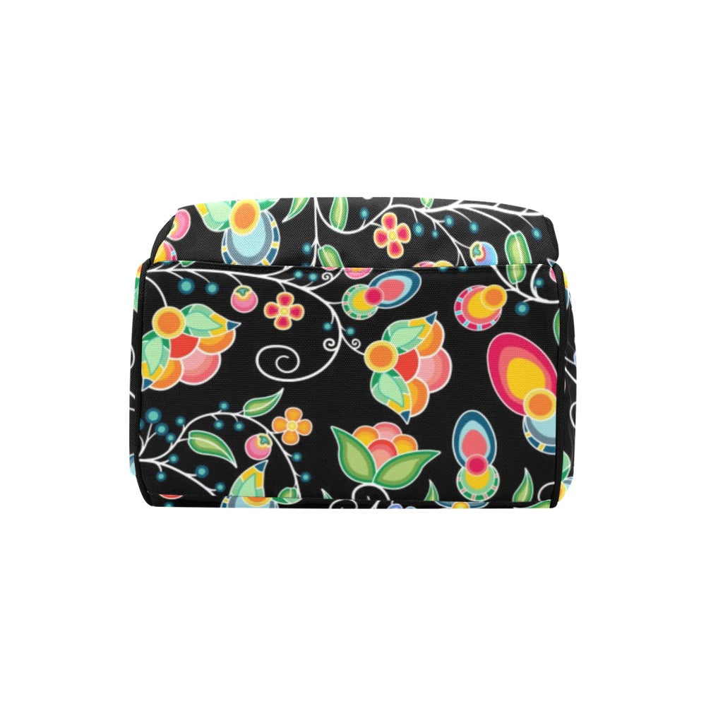 Floral Bounty Black Multi-Function Diaper Backpack