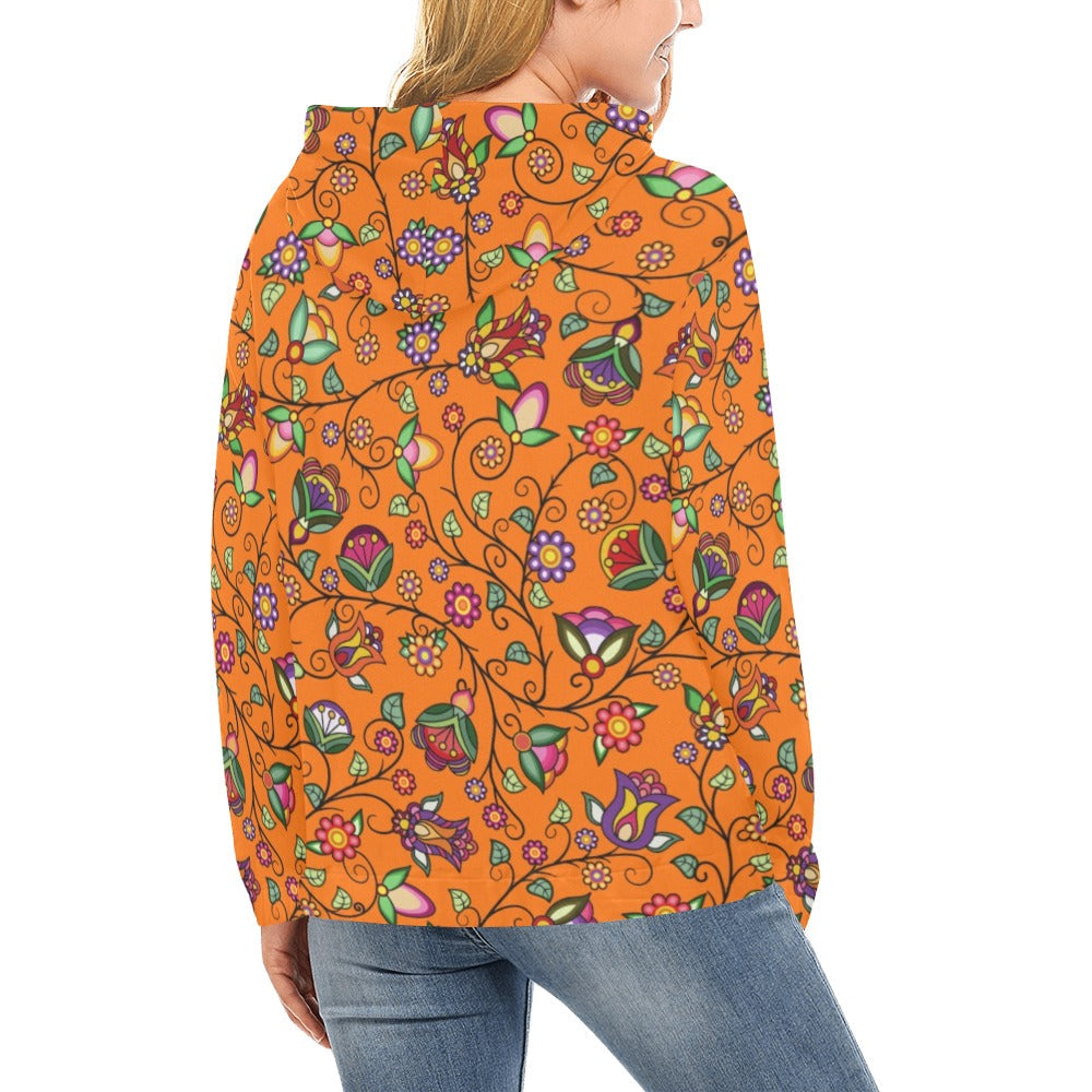 Heartbeat Petals Orange Hoodie for Women
