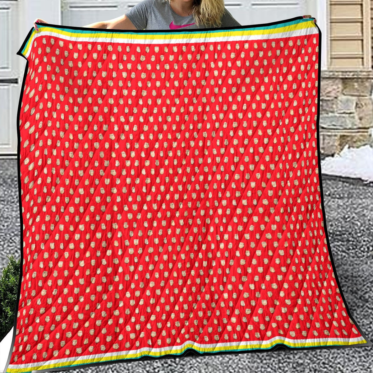 Elk Teeth on Red Lightweight Quilt