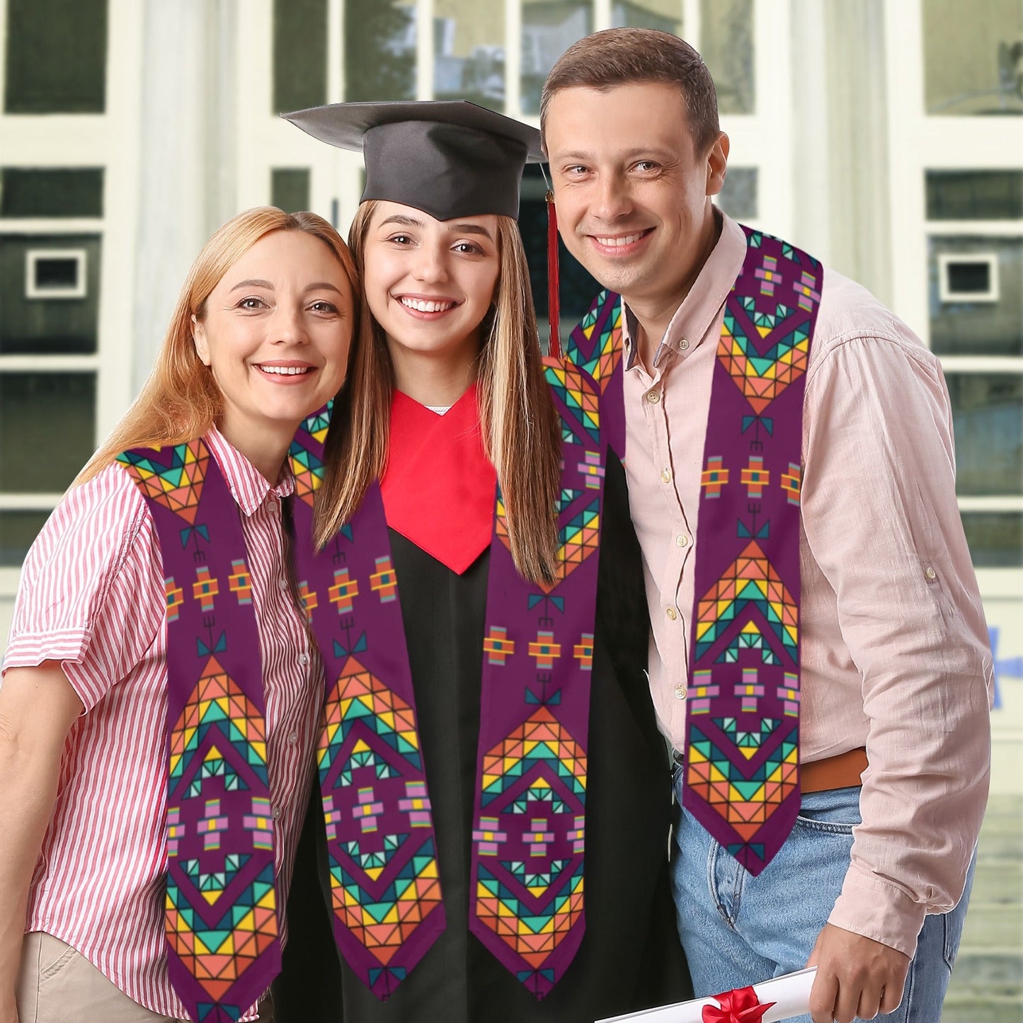Travois Tipi Berry Graduation Stole