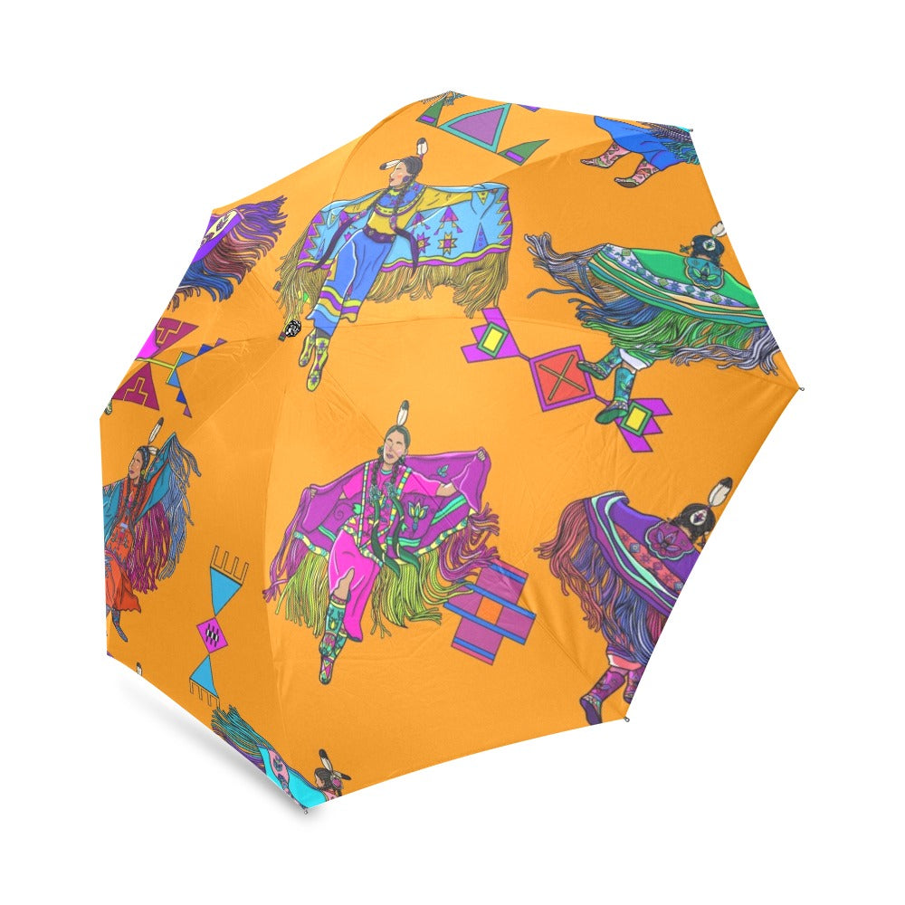 Women's Fancy Dancers Orange Foldable Umbrella