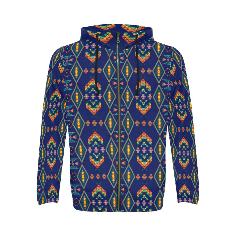 Travois Tipi Blue Men's Zipper Hoodie