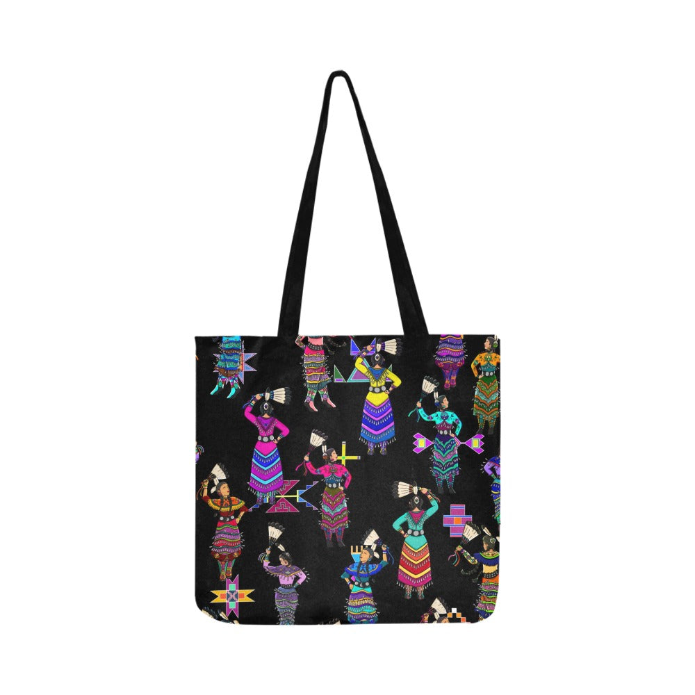 Women's Jingle Dancers Black Reusable Shopping Bag