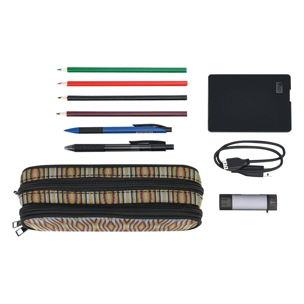 Fire Feather White Pencil Pouch