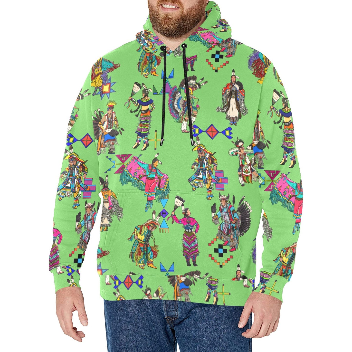 Grand Entry Dancers Grass Men's Long Sleeve Fleece Hoodie