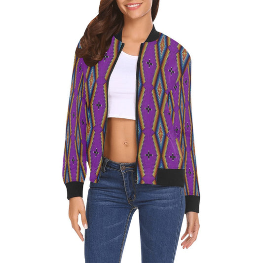 Diamond in the Bluff Purple Bomber Jacket for Women