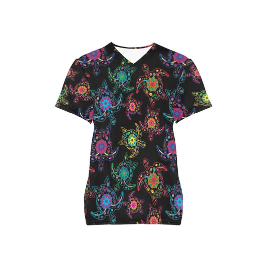 Neon Floral Turtle Scrub Top