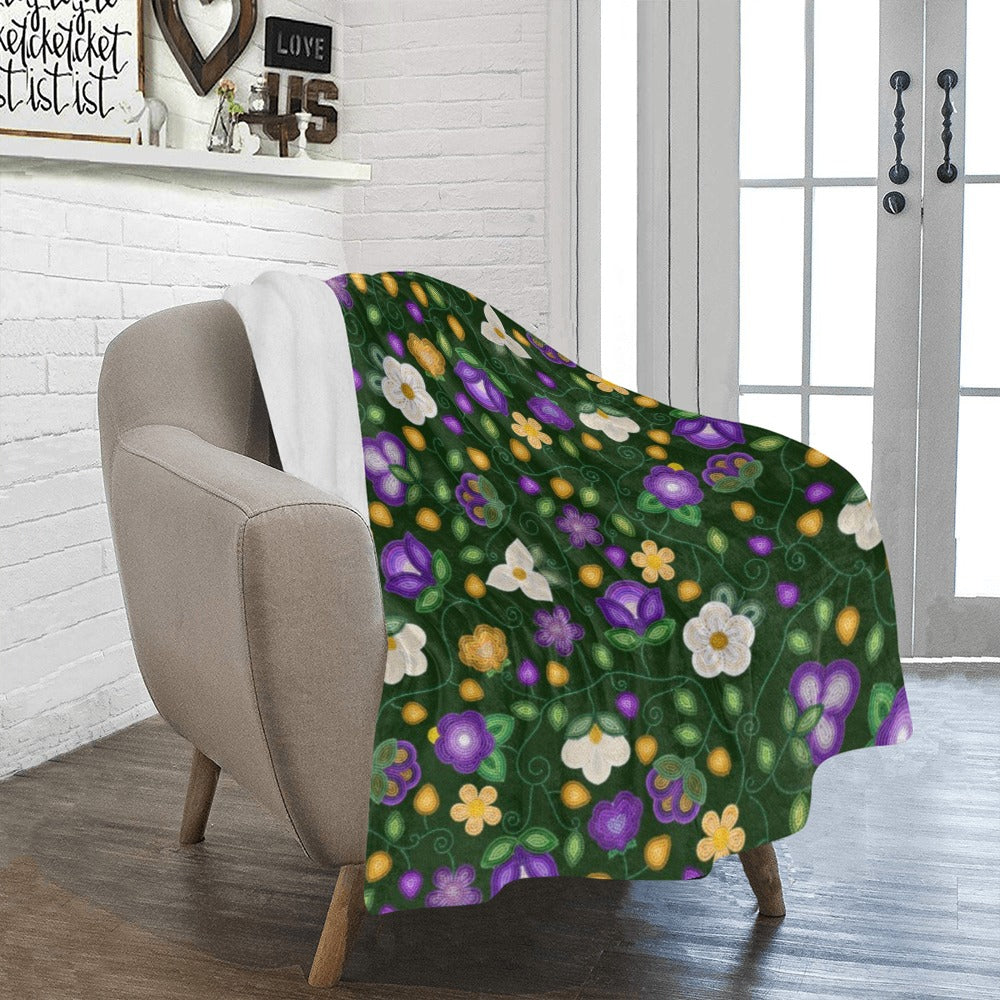 Midnight Moss Bloom Forest Small Micro Fleece Blanket