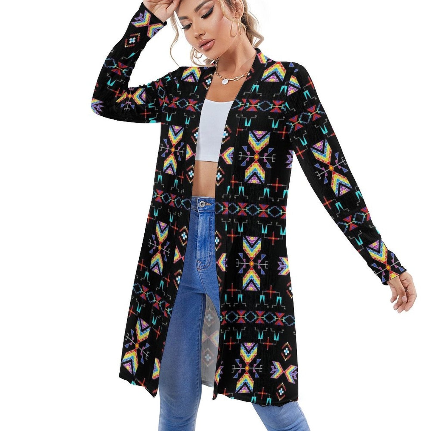 Rainy Chief Rainbow Black Cardigan