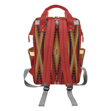 Load image into Gallery viewer, Fire Feather Red Multi-Function Diaper Backpack/Diaper Bag
