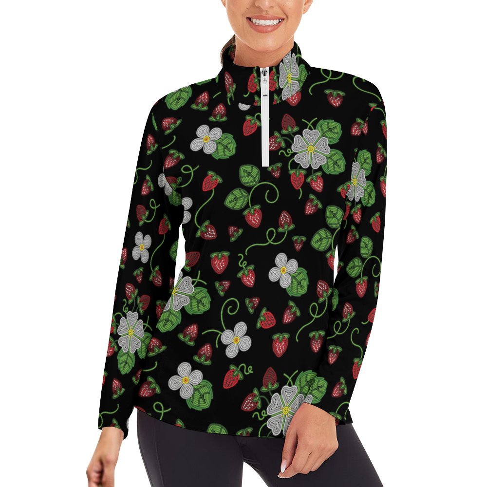 Strawberry Dreams Midnight Long Sleeve Yoga Shirt