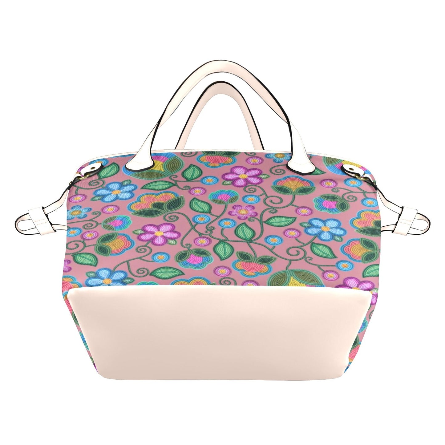 Turquoise Sunbeam Peach Clover Canvas Tote