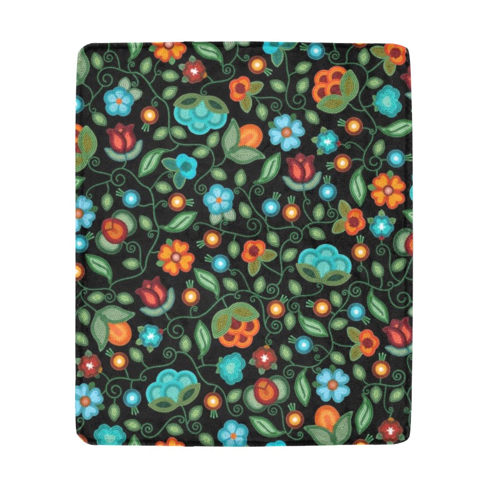 Prairie Fire Petals Black Large Micro Fleece Blanket