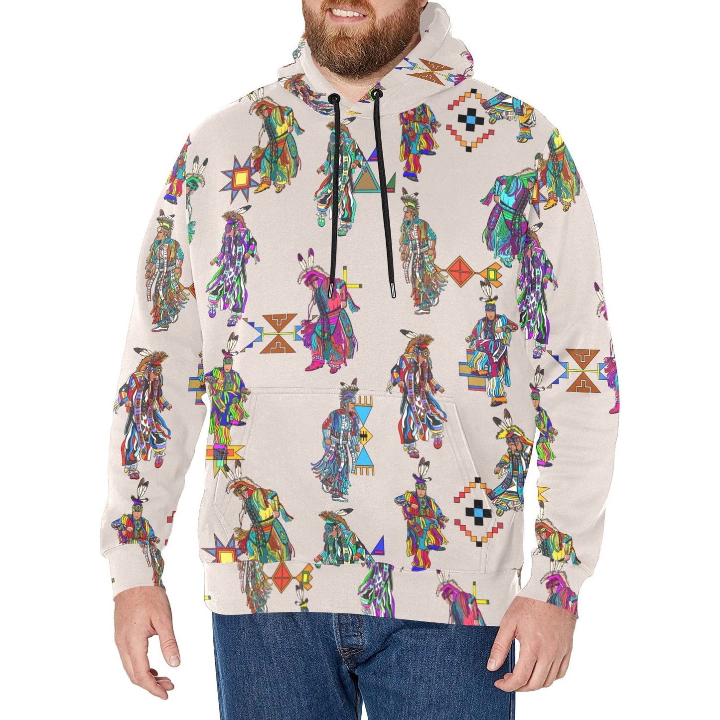 Men's Grass Dancers Muslin Men's Long Sleeve Fleece Hoodie