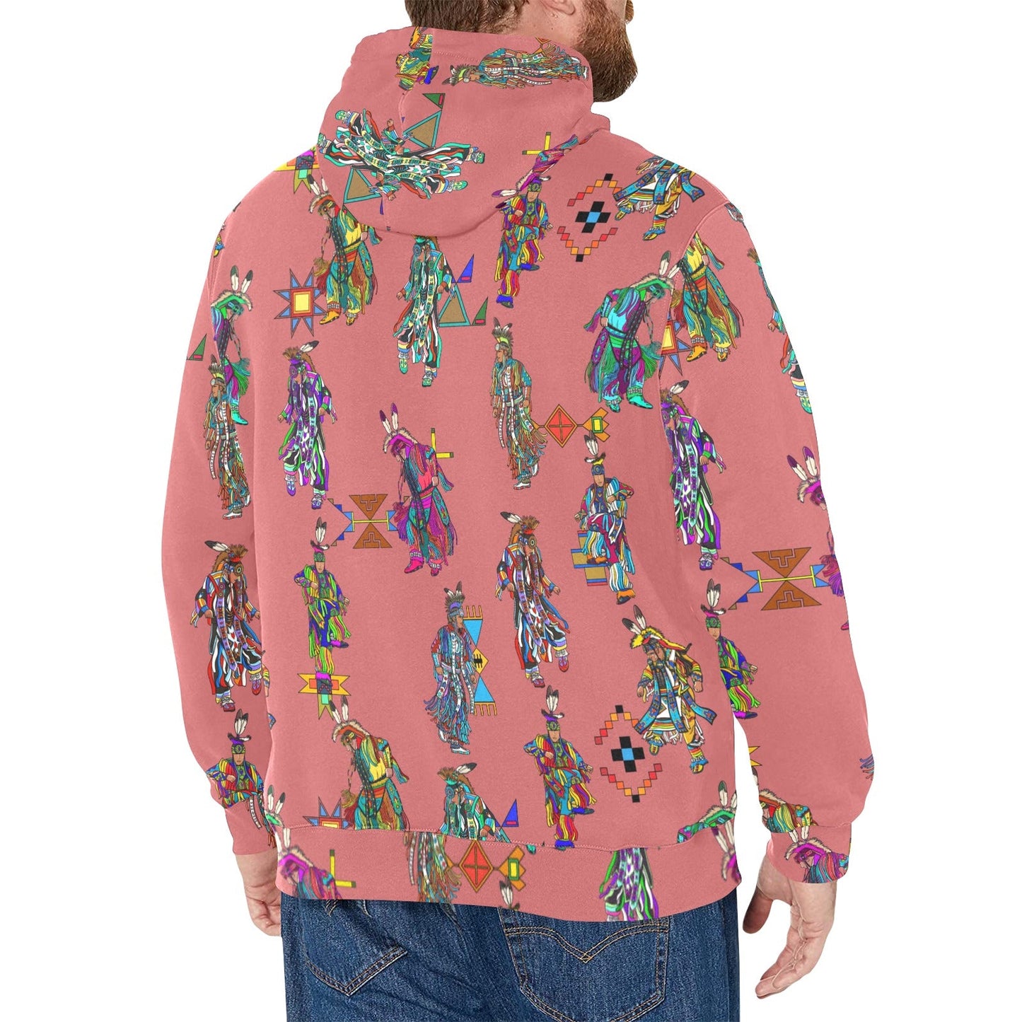 Men's Grass Dancers Terra Cotta Men's Long Sleeve Fleece Hoodie