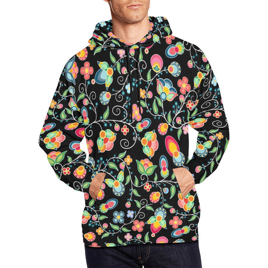 Floral Bounty Black Hoodie for Men