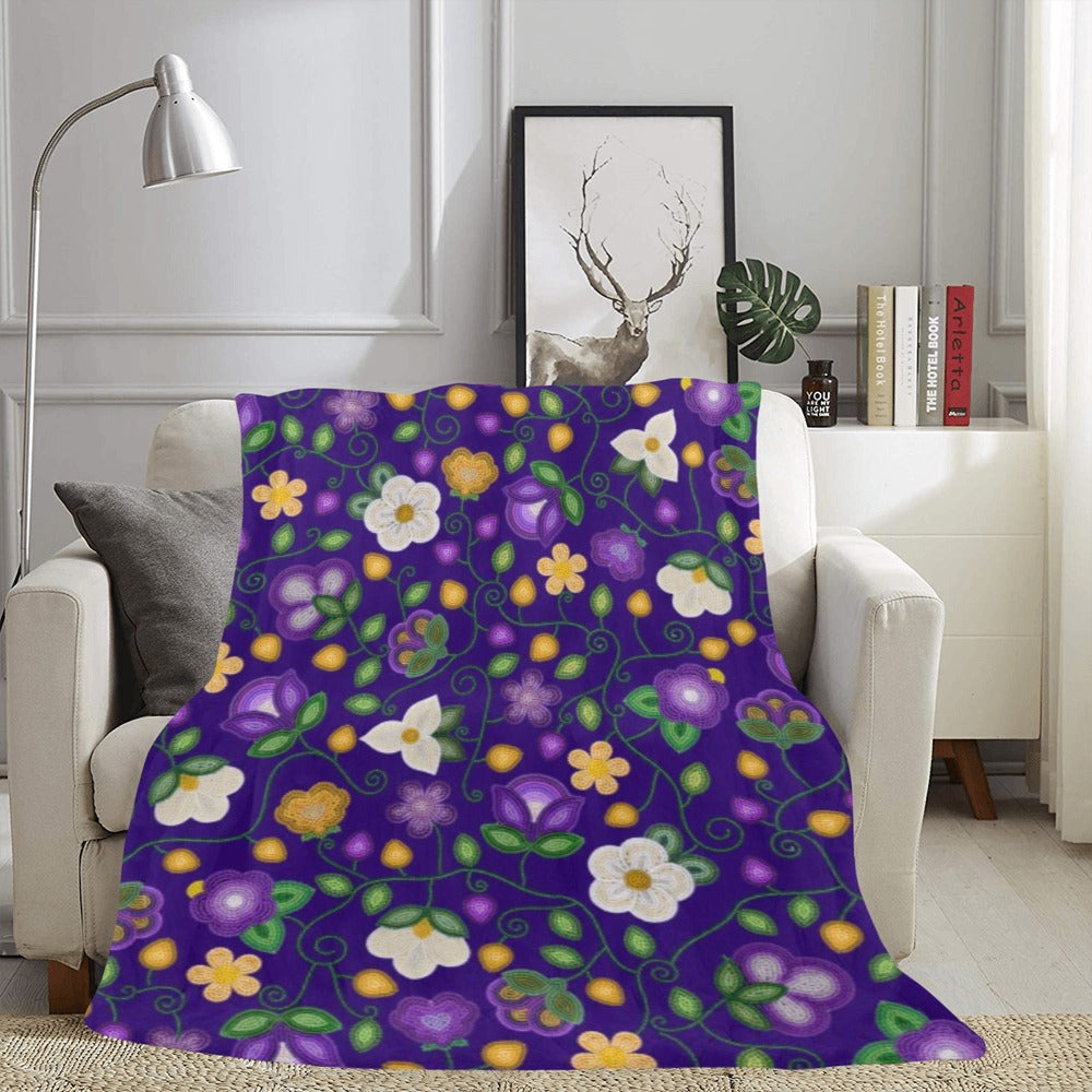 Midnight Moss Bloom Aubergine X-Large Micro Fleece Blanket