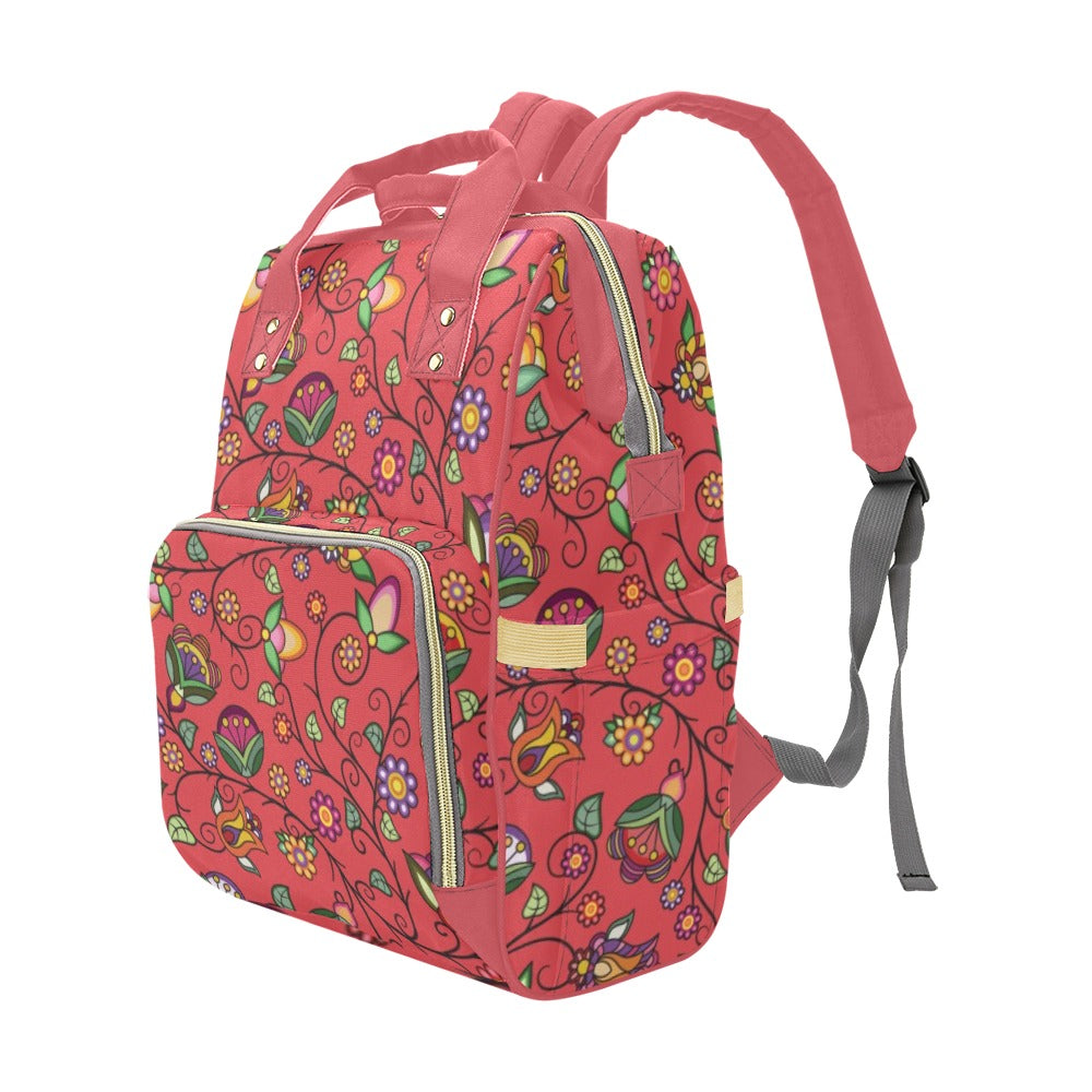 Heartbeat Petals Red Multi-Function Diaper Backpack