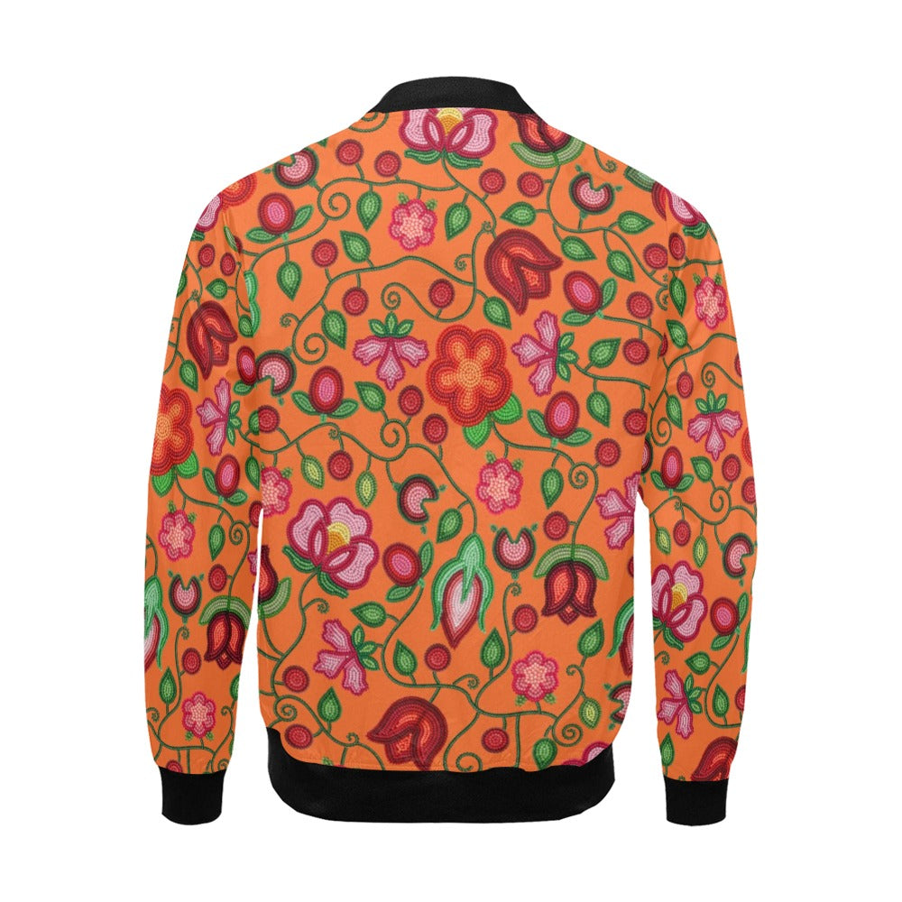 Rose Reverie Orange Bomber Jacket